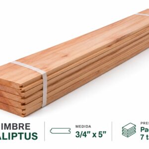 MACHIMBRE EUCALIPTUS GRANDIS 3/4X5" X 1.80MTS (8 TABLAS)